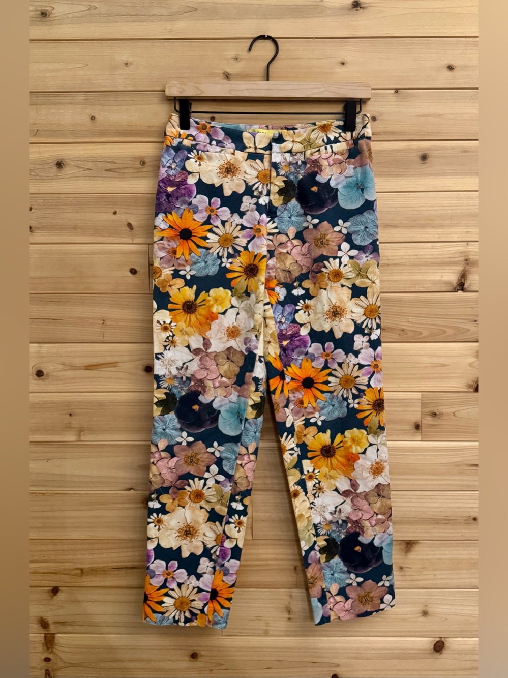 Moxy Maeve Anthropologie Size 0 Floral Mid Rise Jeans Casual Boho Colorful